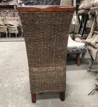 Silla Madera Teka Y Seagrass Con Pollera Importada Indonesia No Marrón