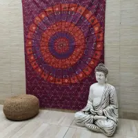 Manta Hindu Cubre Cama 1 Pl Mandala Algodón India Lona Tapiz
