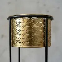 Macetero Individual D Metal Con Pie Oriente Importado Grande Dorado Figuras
