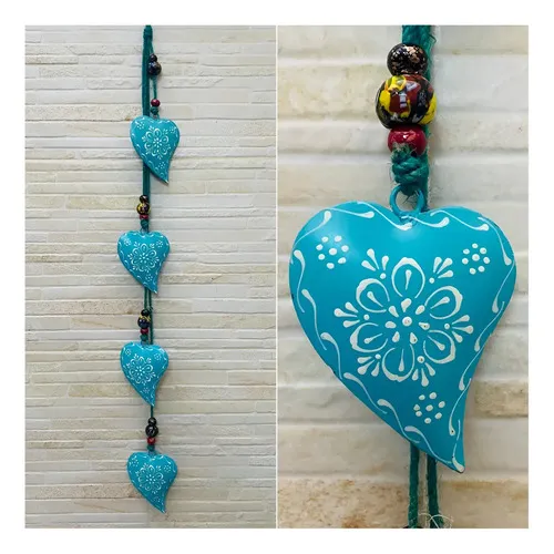 Movil Tira 4 Corazones Importados India Metal Pintado