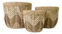 Set X3 Porta Maceta De Seagrass Maceteros Pushkar Tienda Marrón Claro