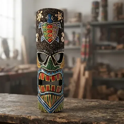 Mascara De Madera Estilo Tribal Decorativa Oriente Artesanal Marrón