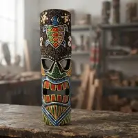 Mascara De Madera Estilo Tribal Decorativa Oriente Artesanal Marrón