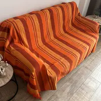 Manta Cobertor Rustico Hindú 1 1/2 Pl Importado India Kerala Naranja Rayas