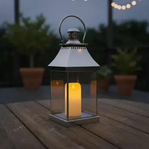 Fanal Acero De 45 Cm Porta Vela Farol Importado Hindu  Plateado