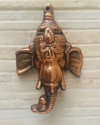 Ganesha 18 Cm Bronce Para Pared Mascara Importada De India