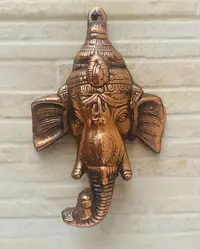 Ganesha 18 Cm Bronce Para Pared Mascara Importada De India