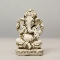 Estatuilla Resina Ganesha Traída De India Apto Exterior Blanco