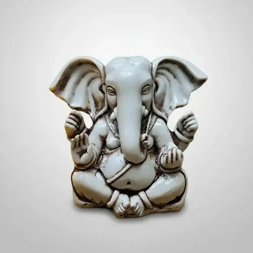 Estatuilla Ganesha 14 Cm Resina Traida D India Apto Exterior Blanco