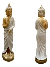 Estatua Buda Rezando Parado 77 Cm Importado Oriente Apto Ext Dorado