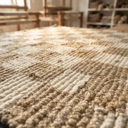 Alfombra Yute Artesanal Importada De India Pushkar Tienda 150 M 90 M Beige