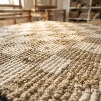 Alfombra Yute Artesanal Importada De India Pushkar Tienda 150 M 90 M Beige