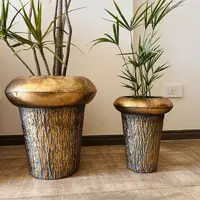 Set Maceteros Exterior En Metal De Ortiente Pushkar Tienda Plateado