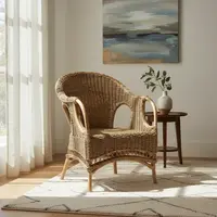 Sillon Artesanal Swan De Indonesia Seagrass-ratan Y Caña Marrón