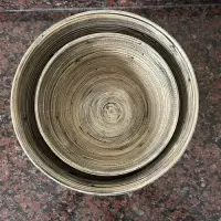 Set X 3 Unidades Bowl Bamboo Importado Bandejas Apilables Marrón