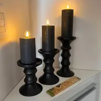 Set 3 Candelabros Madera Teka De India Portavela Artesanal