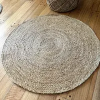 Alfombra Artesanal Yute Importada De India Pushkar Tienda 90 Cm Marrón Claro