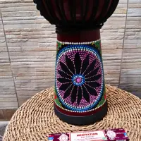 Djembe Artesanal Tambor Cuero Madera Importad Pushkar Tienda Marrón Claro