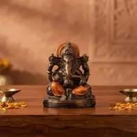 Ganesha Dorada Importada India Estatuilla Artesanal Resina Naranja