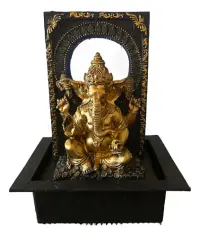 Fuente Agua 40cm Ganesh Sonido Zen Luz Led Relajación Import Dorado