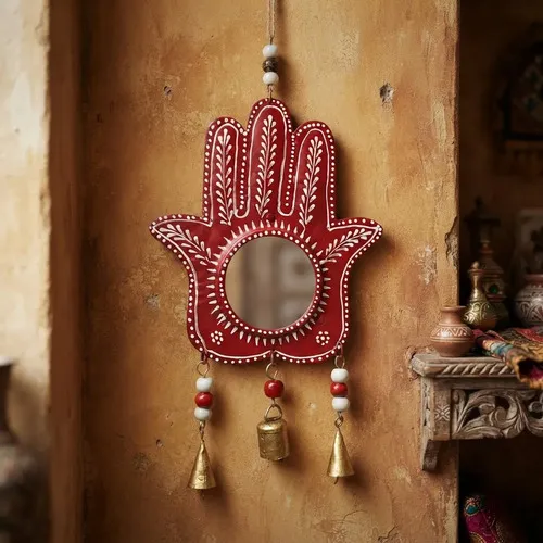 Mano Fatima De Metal De India Móvil Decorativo Hindú Campana