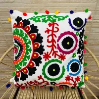 Almohadónes De India Rellenos Bordados 50x50 Cm 