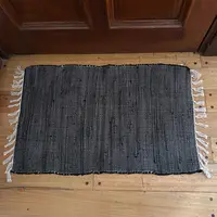 Alfombra Importada India Algodón Costado Cama Pie Baño Deco 90 Cm 60 Cm Negro