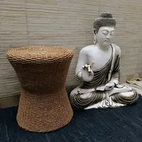 Mesa Conica Doble Apoyo Fibra Natural Kraft-madera Artesanal Marrón
