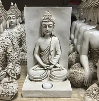 Buda Jardin Apto Exterior Portavela Resina Pushkar Tienda Blanco