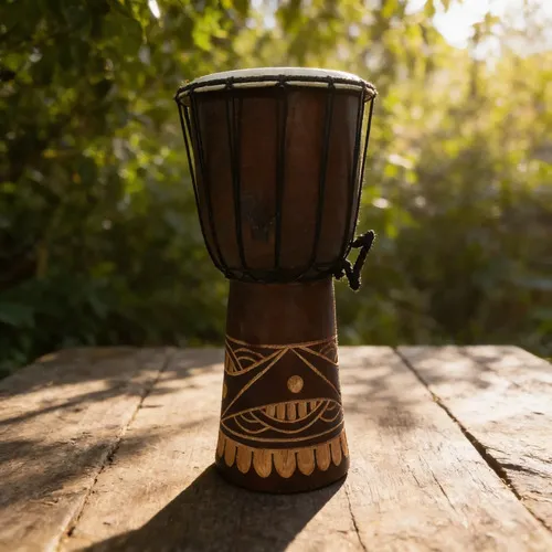 Djembe Instrumento Artesanal Tallado Indonesia Tambor Marrón