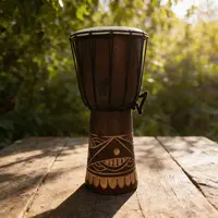Djembe Instrumento Artesanal Tallado Indonesia Tambor Marrón
