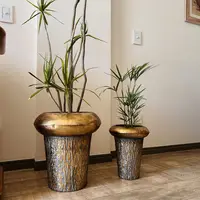 Set Maceteros Exterior En Metal De Ortiente Pushkar Tienda Plateado
