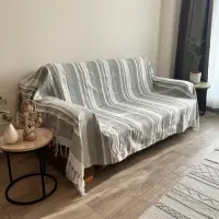 Manta Cobertor Rustico Hindú 1 1/2 Pl Importado India Kerala Gris Blanco Rayas