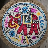 Fundas D Almohadón Bordado Hindu Decoración D India Circular Rojo