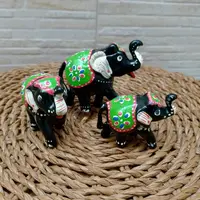 Set De 3 Elefantes De Resina Importados De India Abundancia