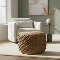 Puff Natural Yute Rustico Importado Banco Mesa Artesanal Modelo 2