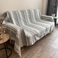 Manta Cobertor Rustico Hindú 1 1/2 Pl Importado India Kerala Gris Blanco Rayas