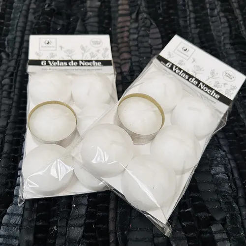 Velas Velitas Blancas De Noche Por 6 Unidades Con Latita Zen