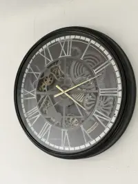 Reloj Importado De Pared 76 Cm Con Engranajes Pushkar Negro Óxido
