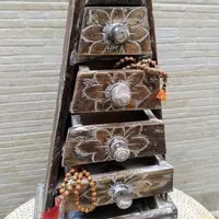 Alhajero Piramide Importado India Artesanal Cajonera 60cm Marrón