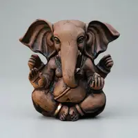 Estatua Ganesha 13cm Artesanía Importada India Símil Madera Marrón Claro