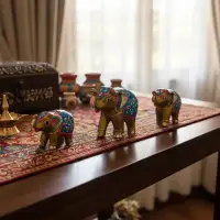 Set De 3 Elefantes De Resina Importados De India Abundancia