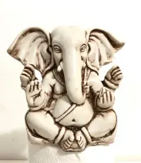 Estatuilla Ganesha 14 Cm Resina Traida D India Apto Exterior Blanco