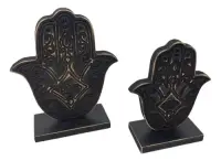 Juego Manos De Fatima C Pie Adorno Importado Pushkar Tienda Negro