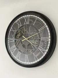 Reloj Importado De Pared 76 Cm Con Engranajes Pushkar Negro Óxido