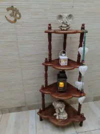 Mueble Esquinero Labrado Pintado Madera Teka De India 1.25 M Marrón