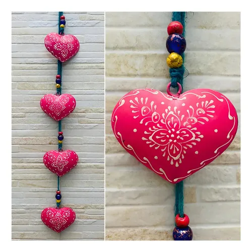 Movil Tira 4 Corazones Importados India Metal Pintado
