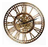 Reloj Importado De Pared Imponente Deco Plastico Pushkar Dorado Oscuro