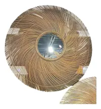 Espejo Artesanal En Ratán Natural Deco Importado Indonesia Marrón Claro