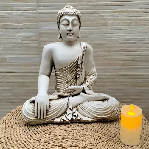 Estatua Buda C Tunica 40cm Resina Apto Exterior Ideal Jardin